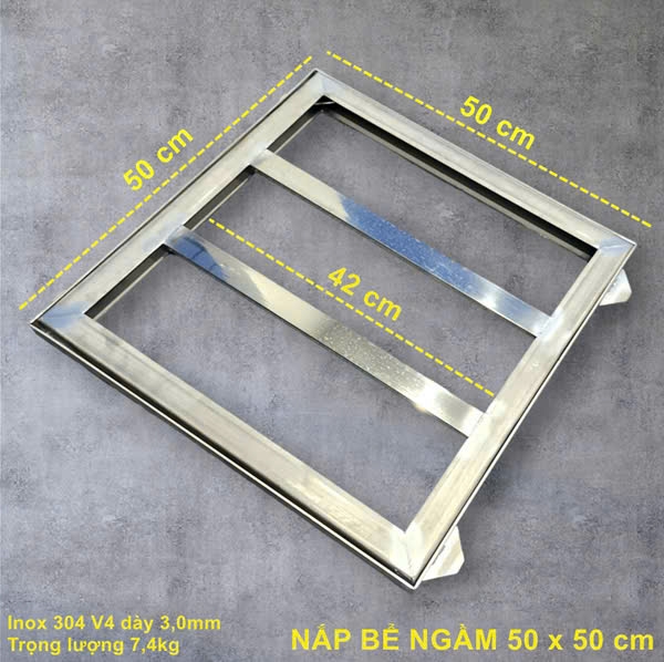 Nắp bể nước ngầm inox 50x50